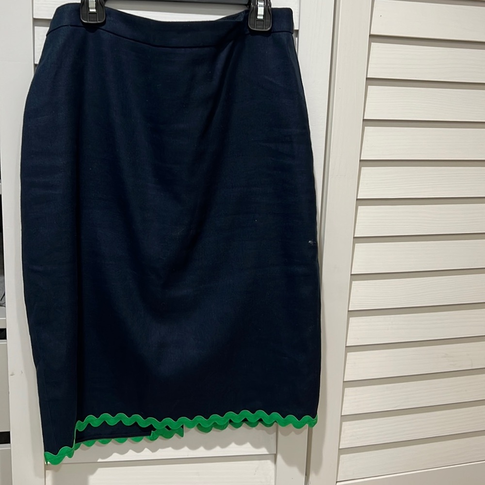 JCREW Linen Pencil Skirt size 2 Navy